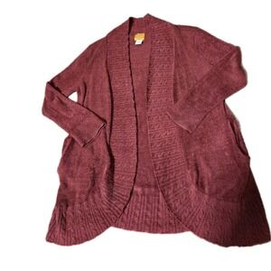 Ruby Rd Plush Open Cardigan Womens Sz Small Petite Chianti Red